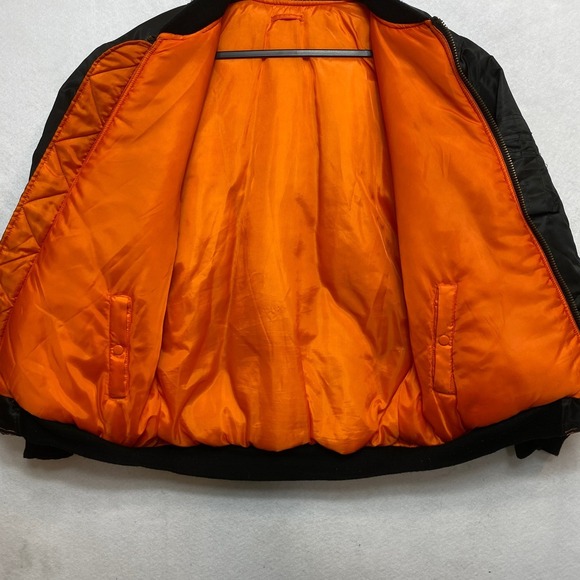 Arctic Pole Flight MA-1 Bomber Jacket Mens Size Large Black Orange Reversible - Picture 9 of 11